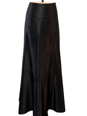 Bcbgmaxazria Black Satin Maxi Long Skirt Size 4